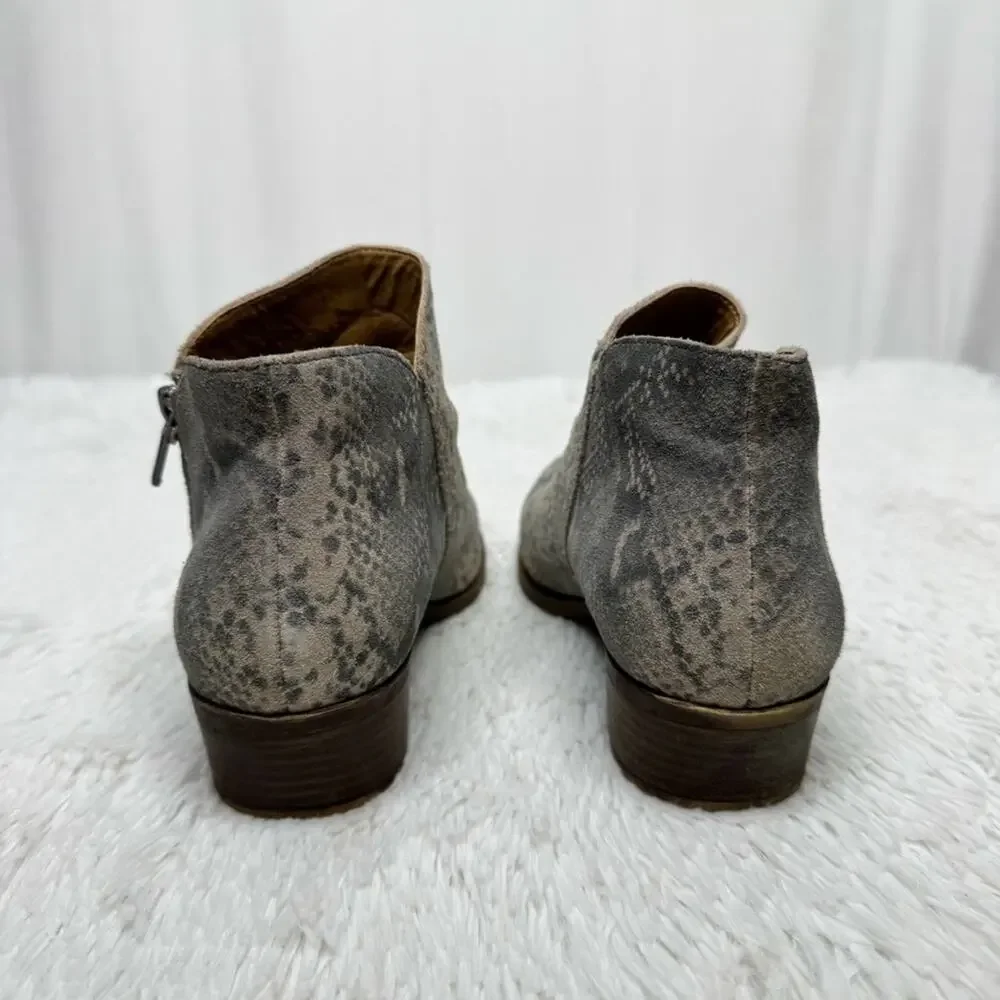 LUCKY BRAND / Bekleen tan gray snakeskin printed suede leather ankle boots / 8.5
